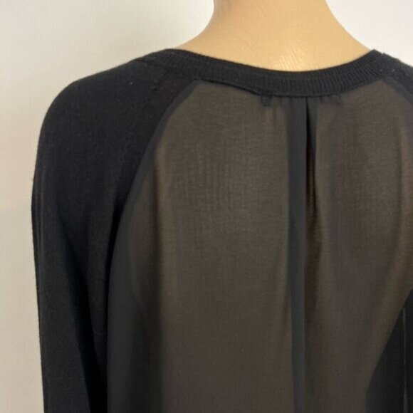 La Fee Marboutee Size 3 Medium Women’s Long Sleeve Black Sweater Sheer Back V - Picture 4 of 16